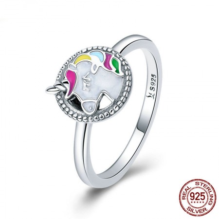 Personalized 925 Sterling Silver Cubic Zirconia Unicorn Ring