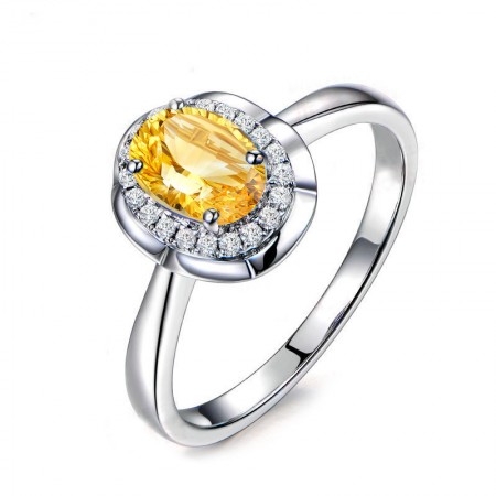 Natural Citrine S925 Sterling Silver Promise Ring For Her