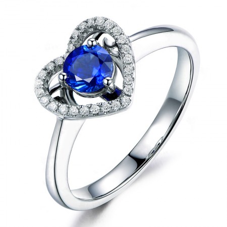 Heart-shaped Blue Sapphire 925 Sterling Silver Rings