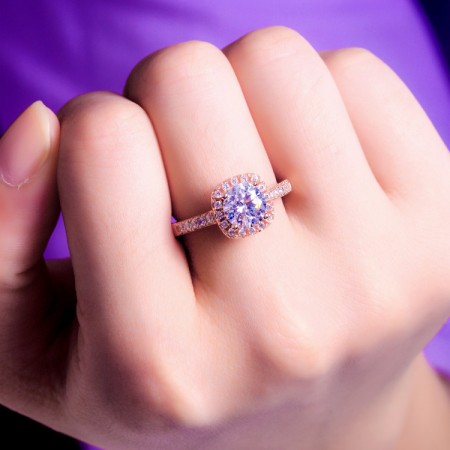 Princess Square Rose Gold 1.0ct VVS1 Simulated Diamond Engagement