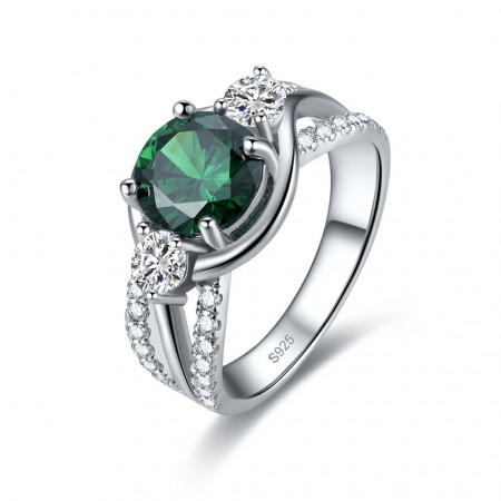 Green Cubic Zirconia s925 Sterling Silver Lady’s Engagement/Wedding Ring