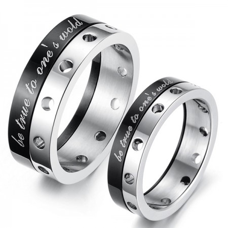 Fashionable 316L Titanium Stainless Steel Rotatable Couple Rings (Price For a Pair)