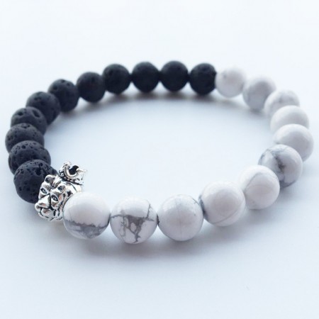 White marble bracelet hotsell with black bead