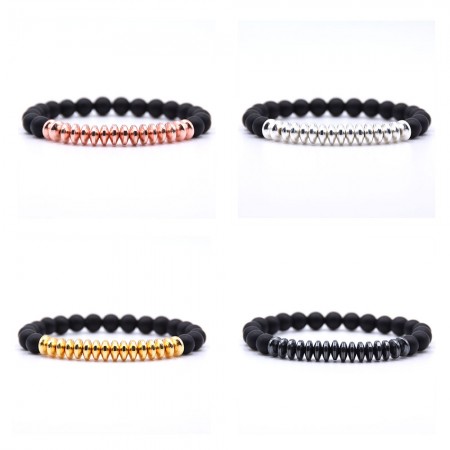 Black Matte Natural Beads Bracelet