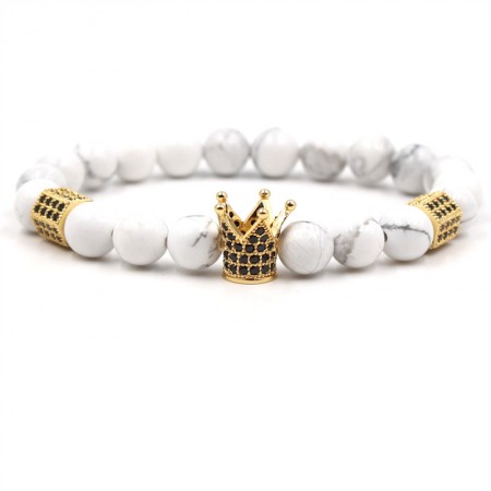 White Turquoise Crown-Shaped Elastic Bracelet