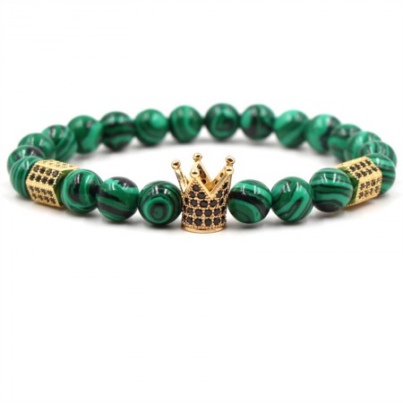 Malachite Crown-Shaped Elastic Bracelet