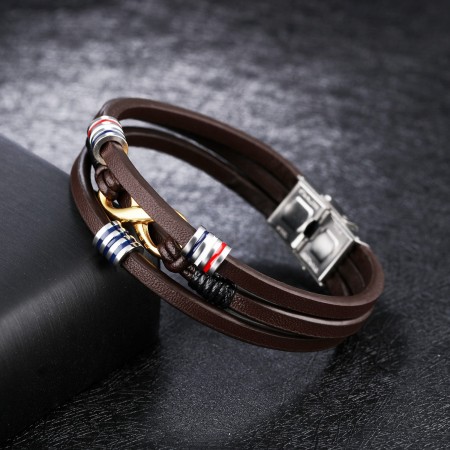 Peace Handcrafted Brown Leather Wrist Band Multi Strand Bracelet Men at Rs  65 | Leather Tie Bracelet - AANYA LIFESTYLE, Mumbai | ID: 27159868991