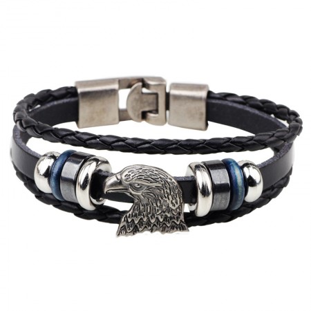 Eagle Charm Leather Belt Bracelet For Men