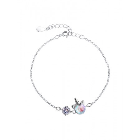 Cute Unicorn Charm Bracelet For Womens In Sterling Silver