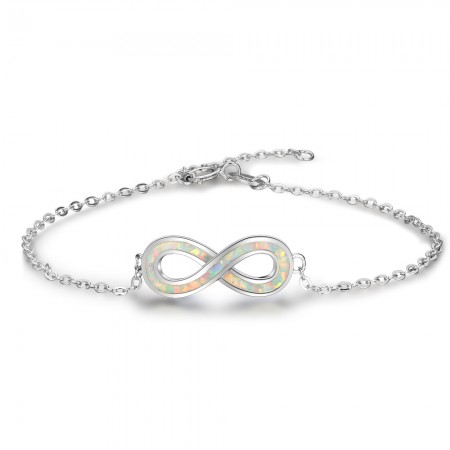 Infinity Charm Opal Bracelet For Womens In 925 Sterling Silver