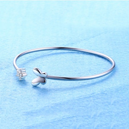 simply gilded SILVER bow cuff bracelet- 5mm size