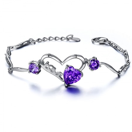 Elegant Fashion Simple "LOVE" Modeling 925 Silver Crystal Bracelet