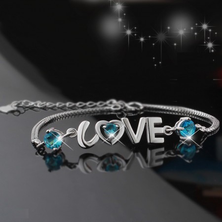 925 Silver Fashion Heart-Shaped "I Love You" Bracelet For Woman