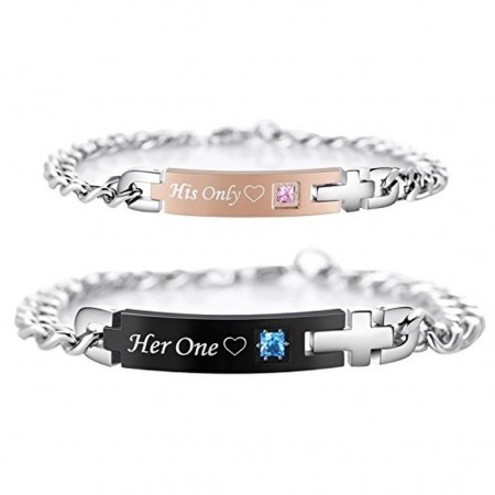 His Only Her One Titanium Matching Bracelets for Couple (Price For A Pair)