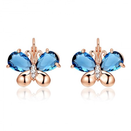 New Charming 18K Gold Plated Alloy Butterfly With Crystalline Wings Women's Earrings