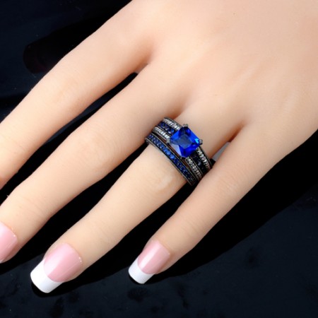 New Luxury Blue Green Silver Color Engagement Wedding Ring Set for Bride  Women Lady Gift Love Bohe Designer Jewelry - AliExpress