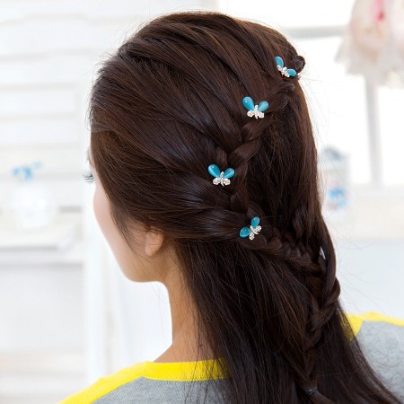 2pcs Lovely Charm Wedding Bridal Party U-Shaped Butterfly Hair Pins Clips Grips Pins Hairpins Bridesmaid Clips