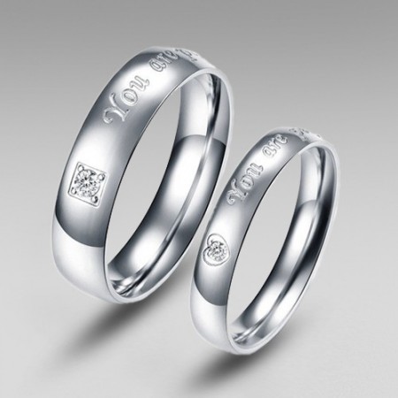 Romantic 'You Are Perfect In My Mind' Engraved Titanium Steel Couple Rings