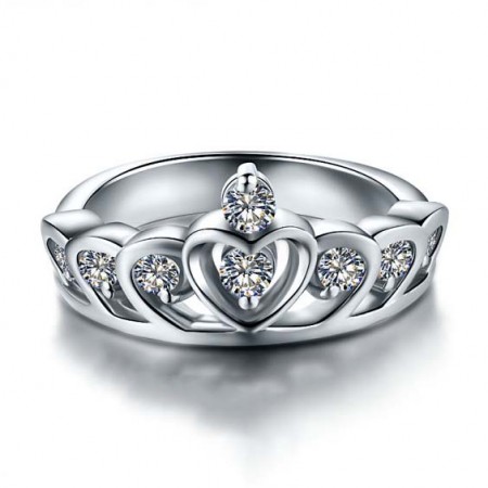 Charming Princess Crown-shaped 925 Sterling Silver Engagement Ring For Women