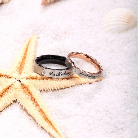 Fashion Stainless Steel Rings, Couple Ring, Simple Rhinestone
