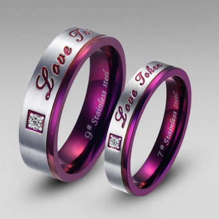 Purple Titanium Steel Couple Rings