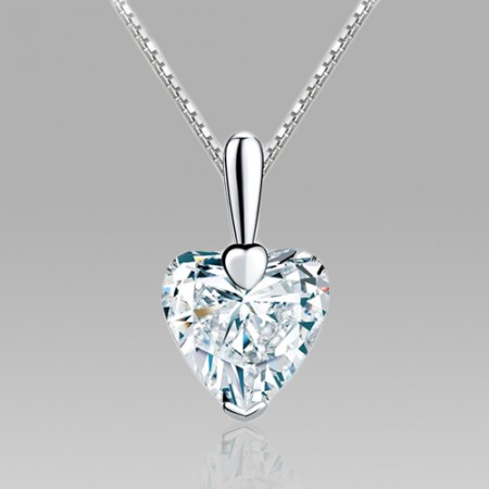 Heart Cubic Zirconia 925 Sterling Silver Pendant Necklace for Women