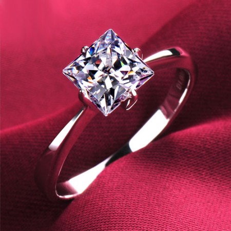 1.0CT Princess Cut Cubic Zirconia Engagement Ring for Women with