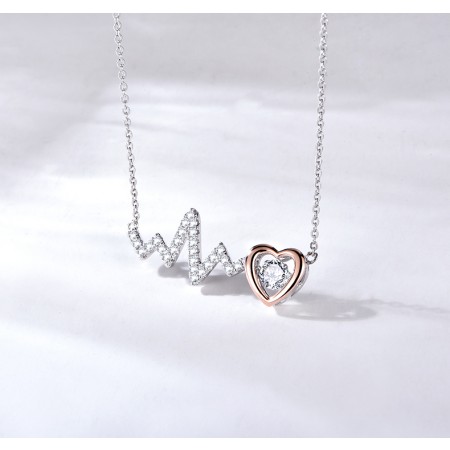 Valentine Gift Heart Beat S925 Sterling Silver Necklace