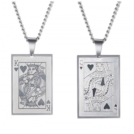 Unique King And Queen Matching Necklaces For Couples In Titanium