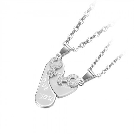 Unique Gender Symbols Matching Heart Necklaces For Couples In Titanium