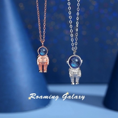 Cute Astronaut Necklace - Silver Necklace - Space Collection