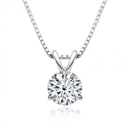 High Quality Moissanite Necklace 925 Sterling Silver 1.0 CT Round Cut Solitaire Pendant Necklace for Women