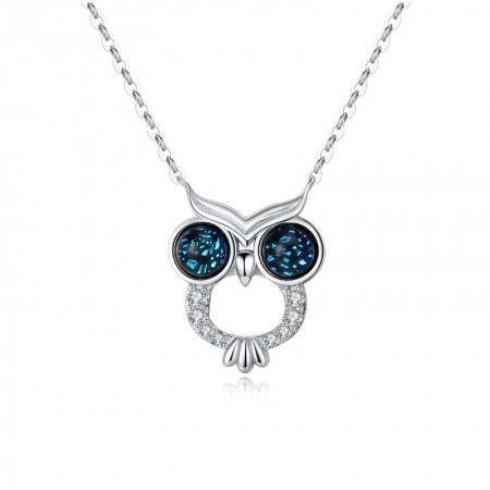 Owl Blue Sandstone 925 Sterling Silver Necklace For Women