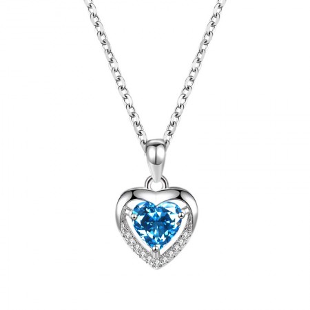 Heart of the Sea Blue/Purple/White Cubic Zirconia 925 Sterling Silver Necklace For Women