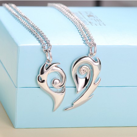 Romantic 925 Sterling Silver Soulmate Design Lover Necklace(Price For A Pair)