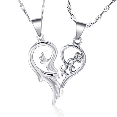 Wings OF Love 925 Sterling Silver Couple Necklaces For Lover(Price For a Pair)