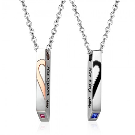 Lovely Heart Pattern Titanium Lover's Necklaces(Price For A Pair)