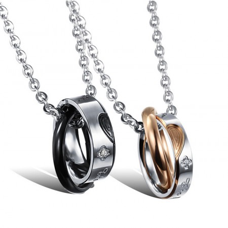 New Heart-Shaped Titanium Steel Couple Necklaces
