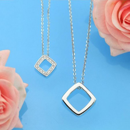 Living Geometry 925 Silver Couple Necklaces 