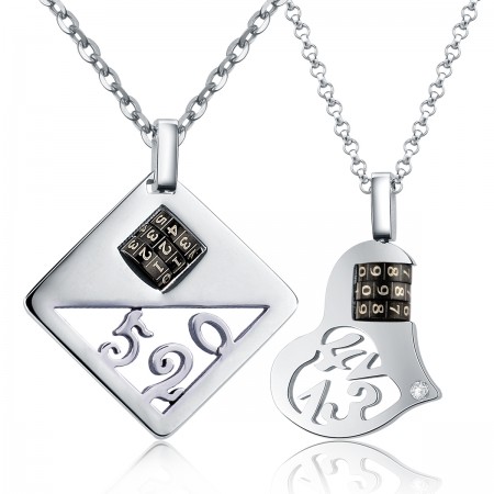 Love Password Titanium Steel Couple Necklaces
