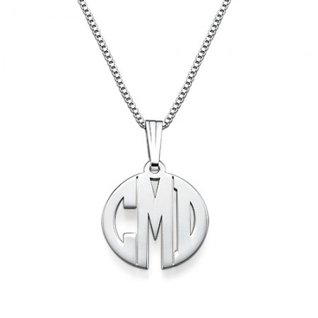 Xs Block Monogram Necklace In Silver