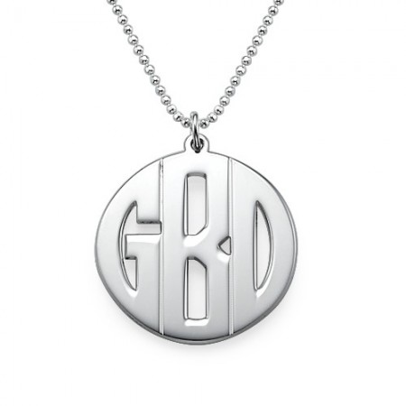 Personalized Sterling Silver Block Monogram Necklace