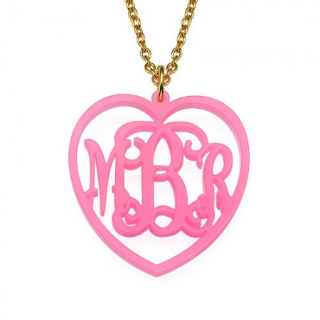 Monogrammed Heart - Acrylic Pendant Necklace