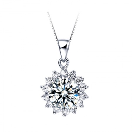 Romantic And Charming Sunflower Series S925 Silver Inlaid Cubic Zirconia Necklace