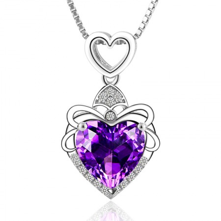Perfect Design 925 Silver Inlaid Natural Amethyst Necklace