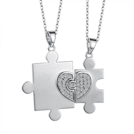925 Silver Fashion Creative Love Puzzle Lovers Necklaces