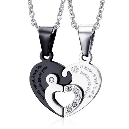 Korean Fashion New Love Puzzle Titanium Steel Lovers Necklaces