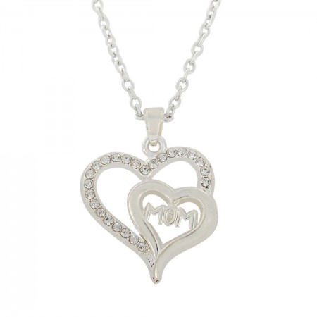 Double Heart Mom'S Necklace