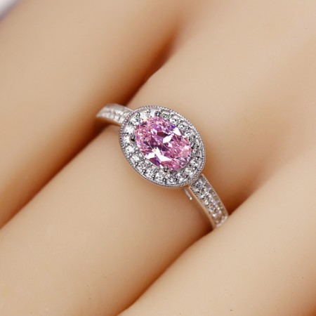925 silver ring with pink stone new arrivals
