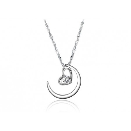 Crescent moon Platinum Plated Necklace For Women Affordable Lady Pendant